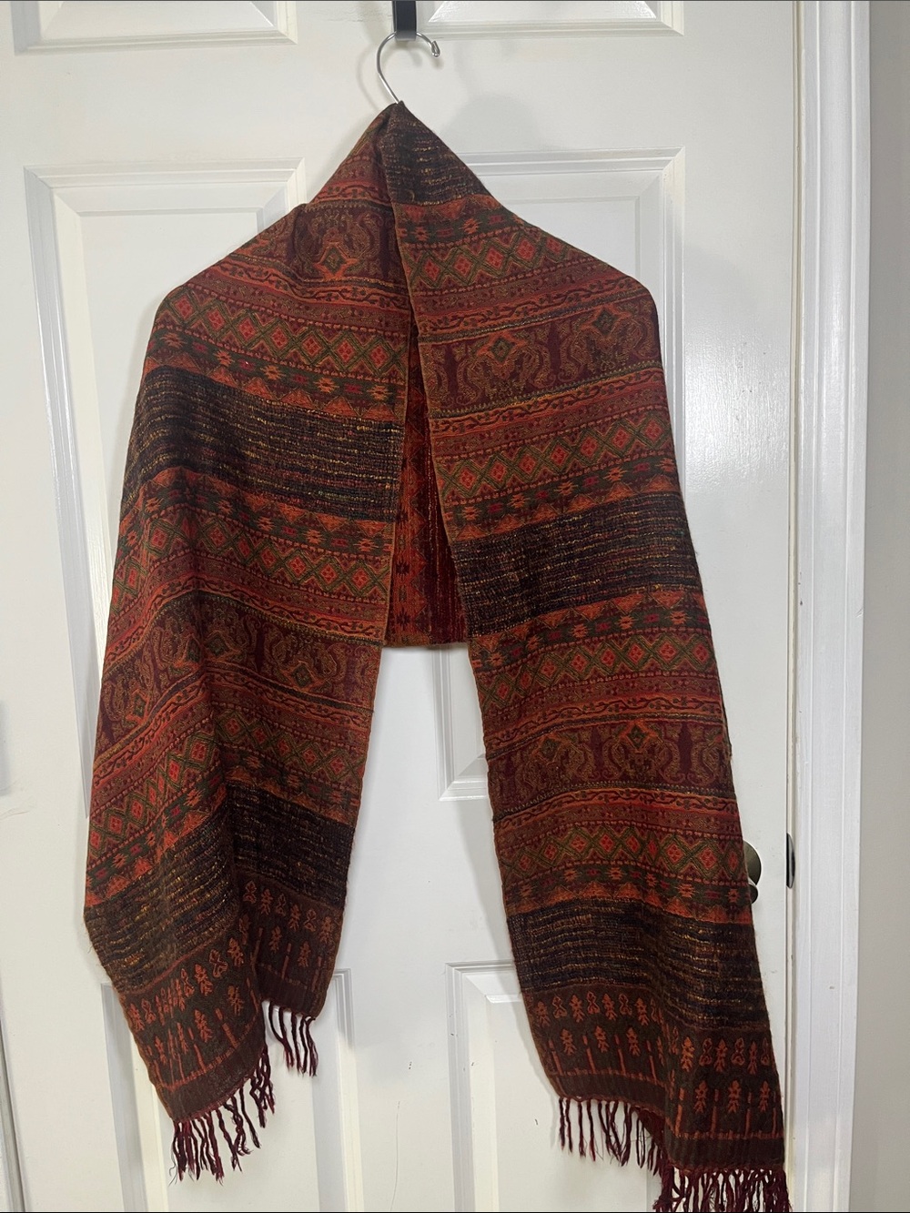 Vintage Wool Multicolor Patterned Wrap Scarf by Aries